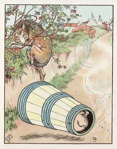 Pig Rolls Down The Hill In A Barrel