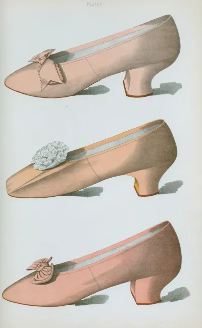 Pink Kid Shoe And Two Pink Satin Shoes
