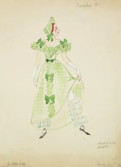Pirates Of Penzance Daughter 1 Plaid Green Gown With Matching Bonnet