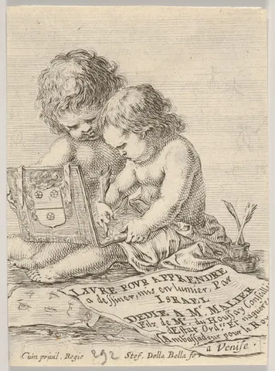 Plate 1 Two Children Sitting On The Ground The Child On The Right Drawing While The Child On The Left Holding The Album