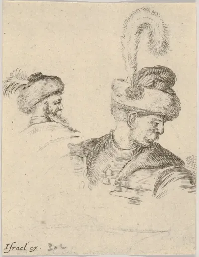 Plate 11 A Polish Bust In Profile Turned To The Right Another Polish Head Seen From Behind In The Background