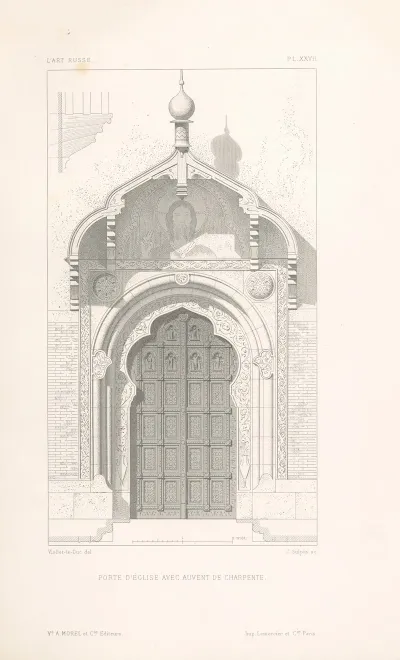 Porte deglise avec auvent de charpente