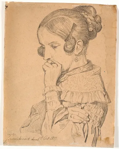 Portraet Af En Ung Dame 3 4 Profil Mod Venstre