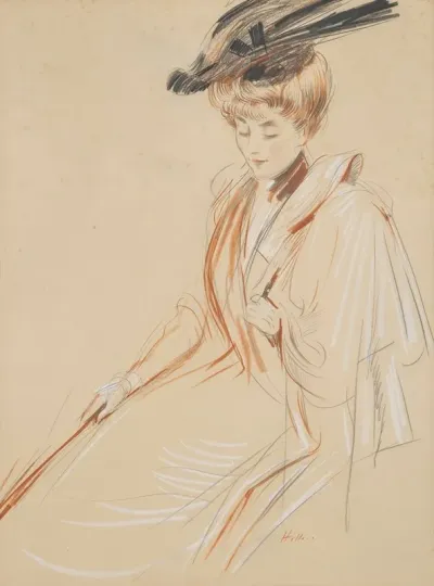 Portrait De Femme Au Chapeau A Plumes