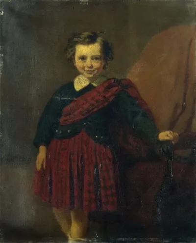 Portrait De Petit Garcon Maurice Coblence En Costume Ecossais