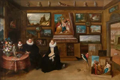 Portrait Of A Family In A Collectors Cabinet