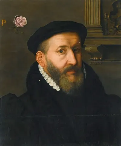 Portrait Of A Gentleman Wearing A Black Beret And A White Collar