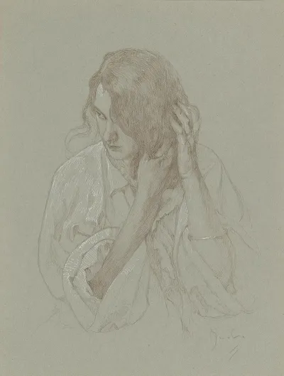 Portrait Of A Girl With Hands In Hair