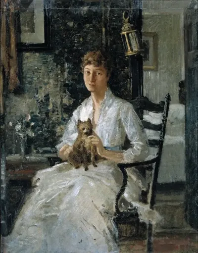 Portrait Of A Lady With A Dog Anna Baker Weir