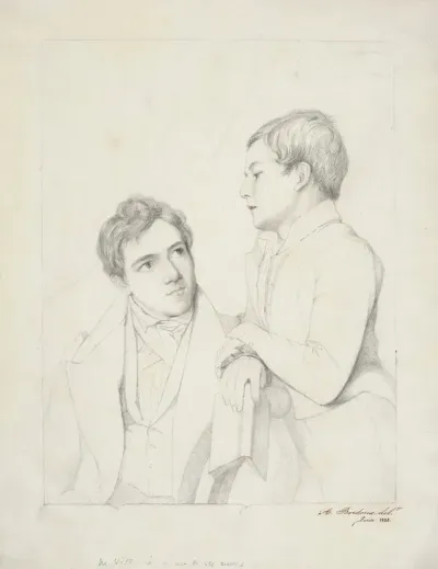 Portrait Of A Seated Young Man And A Standing Boy