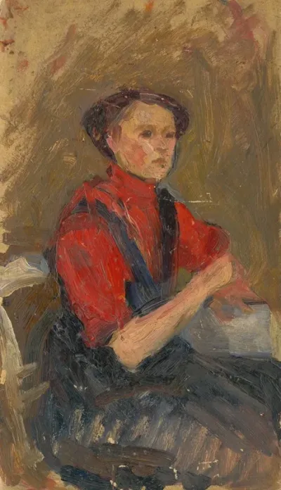 Portrait Of A Young Woman In A Red Sweater