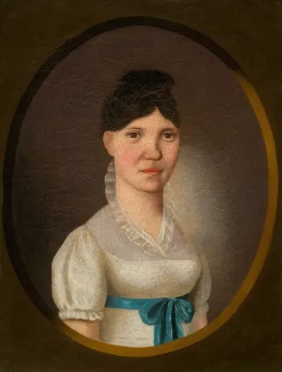 Portrait Of A Young Woman In A White Dress