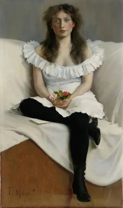 Portrait Of A Young Woman In White 3