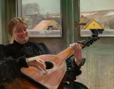 Portrait Of Artists Sister Helena With A Lute