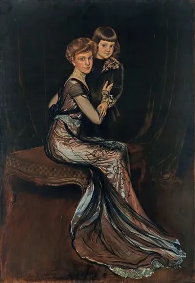 Portrait Of Leonor Uriburu De Anchorena 1884 1975 With Her Son Emilio