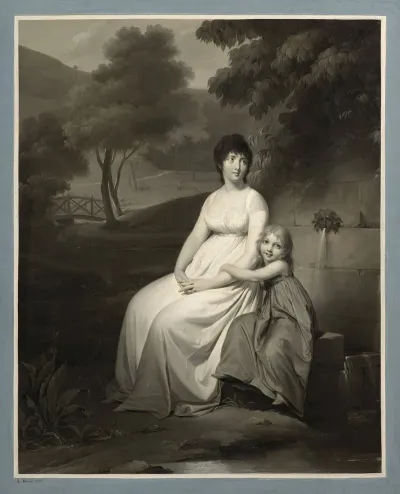 Portrait Of Madame Tallien And Her Daughter In A Park