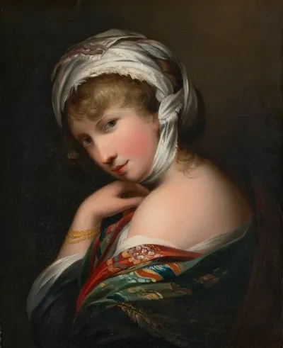 Portrait Of Miss Stuart Bust Length In A Head Scarf