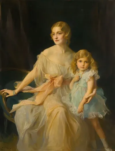 Portrait Of Mrs Claude Leigh And Miss Virginia Leigh