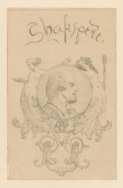 Portrait Of Shakespeare In An Oval Frame Surrounded By Two Female Figure Types
