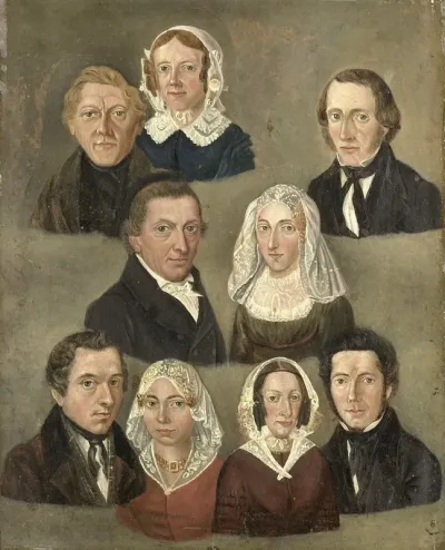 Portrait Of The Artists Parents Douwe Martens Teenstra And Barber Hindriks Siccama With Members Of The Family