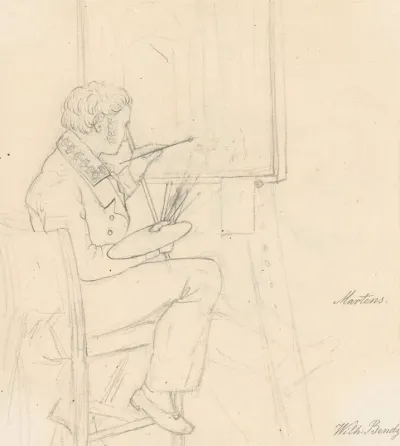 Portrait Of The Painter Ditlev Martens At Work Behind And Easel