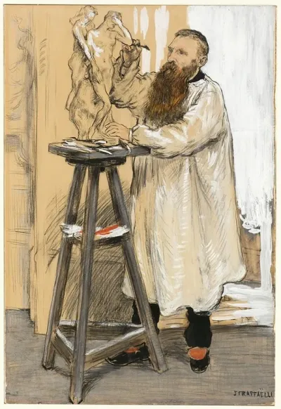 Portrait Of The Sculptor Auguste Rodin In His Studio