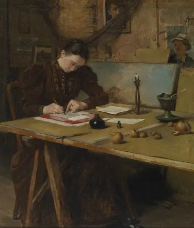 Portret Van Cobi Arntzenius Witsen In Het Atelier Op Ewijkshoeve