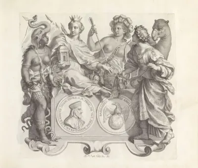 Portret Van Francesco Barbarigo En De Personificaties Van Afrika Europa Amerika En Azie