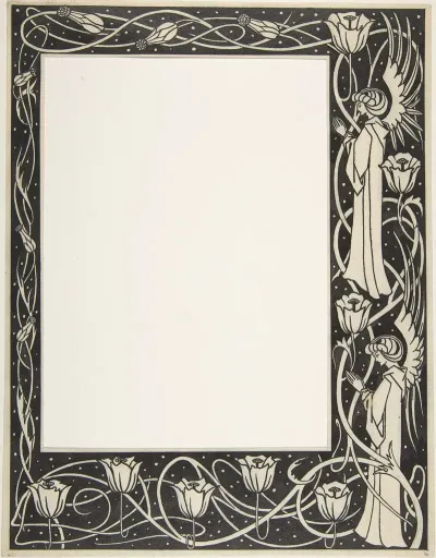 Praying Angels And Poppies Border Design For Thomas Malory Le Morte Darthur