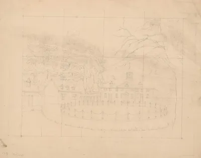 Preliminary Sketch With Grid Of The Driveway In Front Of Mount Vernon