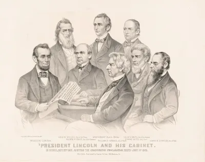 President Lincoln And His Cabinet In Council Sept 22nd 1862 Adopting The Emancipation Proclamation Issued Jany 1st 1863