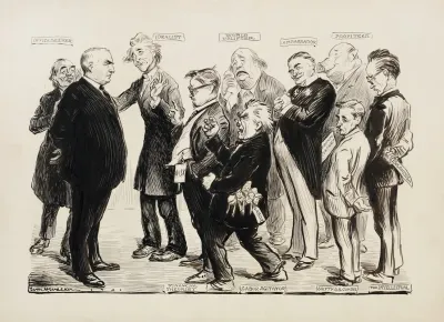 President Warren G Harding Is Surrounded By A Group Of Men