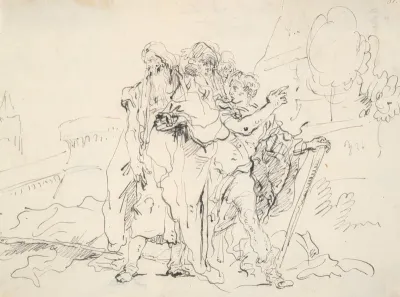 Priam And Companions Outside The Walls Of Troy