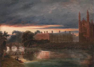 Procession Of Boats On The River Cam Below Clare College Cambridge