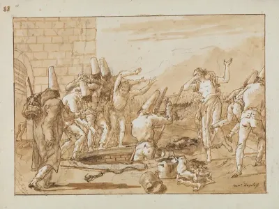 Punchinello Retrieving Dead Fowls From A Well