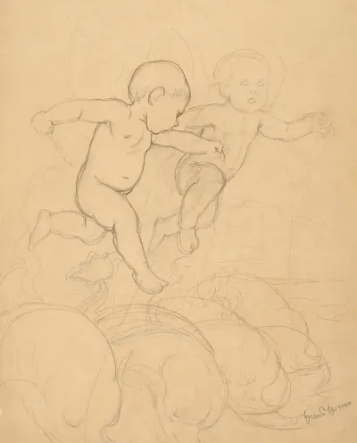 Putti Riding Dolphins