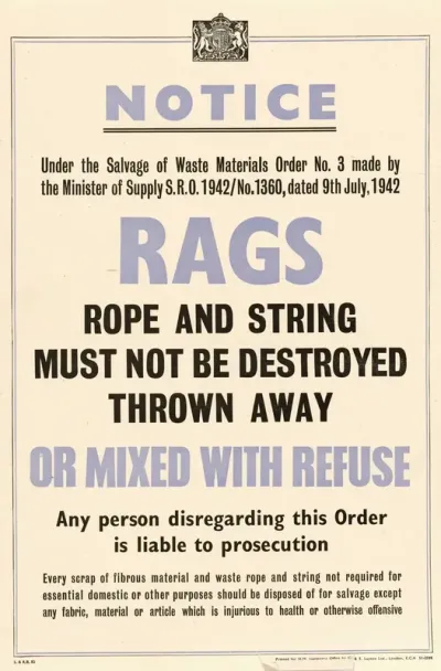 Rags Rope And String Must Not Be Destroyed Thrown Away Or Mixed With Refuse