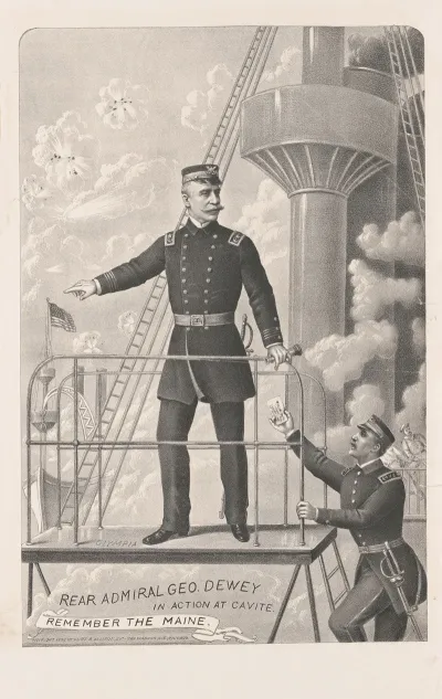 Rear Admiral George Dewey In Action At Cavite
