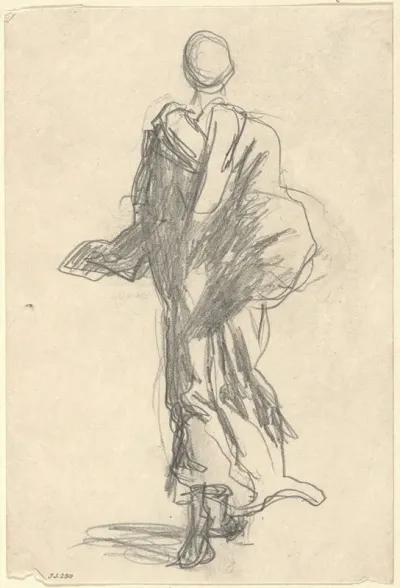 Rear View Of A Draped Figure