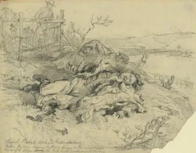 Rebel Pickets Dead In Fredericksburg Pontoon Bridge Union Batteries Firing On The Rebel Works Back Of The City 2