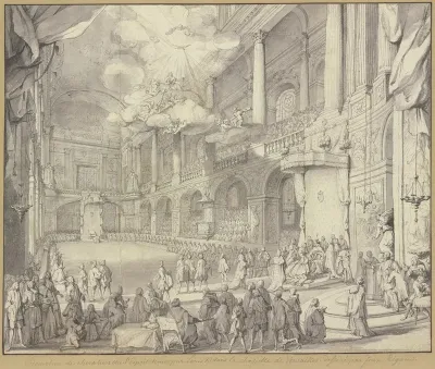 Reception Des Chevaliers De Lordre Du St Esprit Dans La Chapelle De Versailles Lors De La Grande Promotion Du 3 Juin 1724