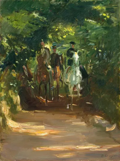 Reitergruppe Im Wald