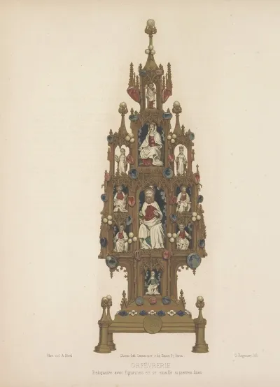 Reliquaire Avec Figurines En Or Emaille Et Pierres Fines