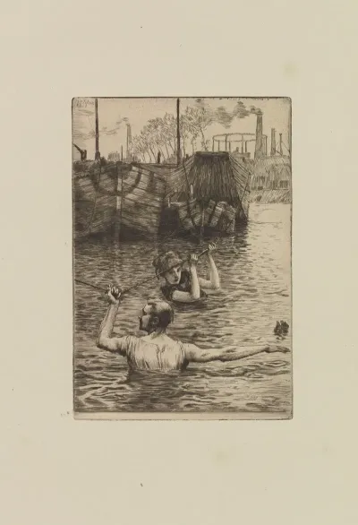 Renee And Reverchon Swimming In The Seine 2