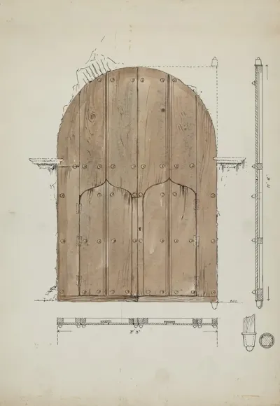 Restoration Drawing Of Original Needles Eye Doors Formerly Main Entrance Doors Of