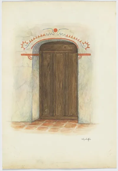 Restoration Drawing Wall Painting And Door Facade Mission House