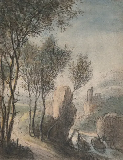 River Landscape With A Castle In The Distance