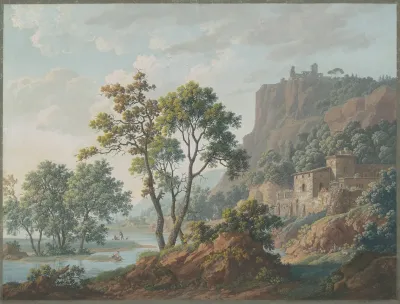 River Landscape With Castles And Fishermen