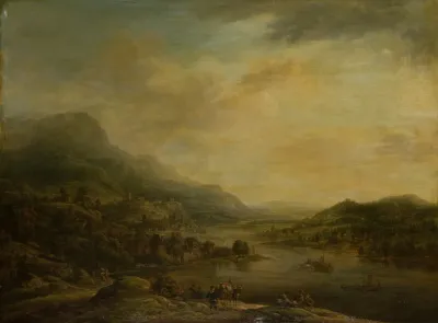 River Landscape With Mule Drover