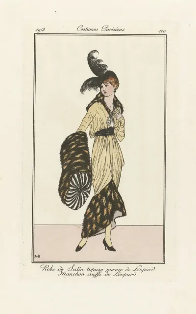 Robe De Satin Topaze Garnie De Leopard Manchon Aussi De Leopard